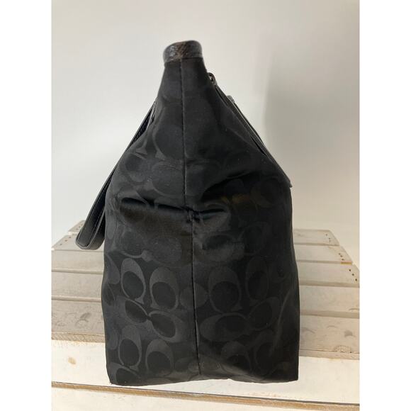 COACH 33475 BLACK NYLON SIGNATURE PRINT WOMENS SHOULDER BAG - Picture 5 of 16